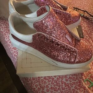 Alexander McQueen Pink Glitter Sneakers